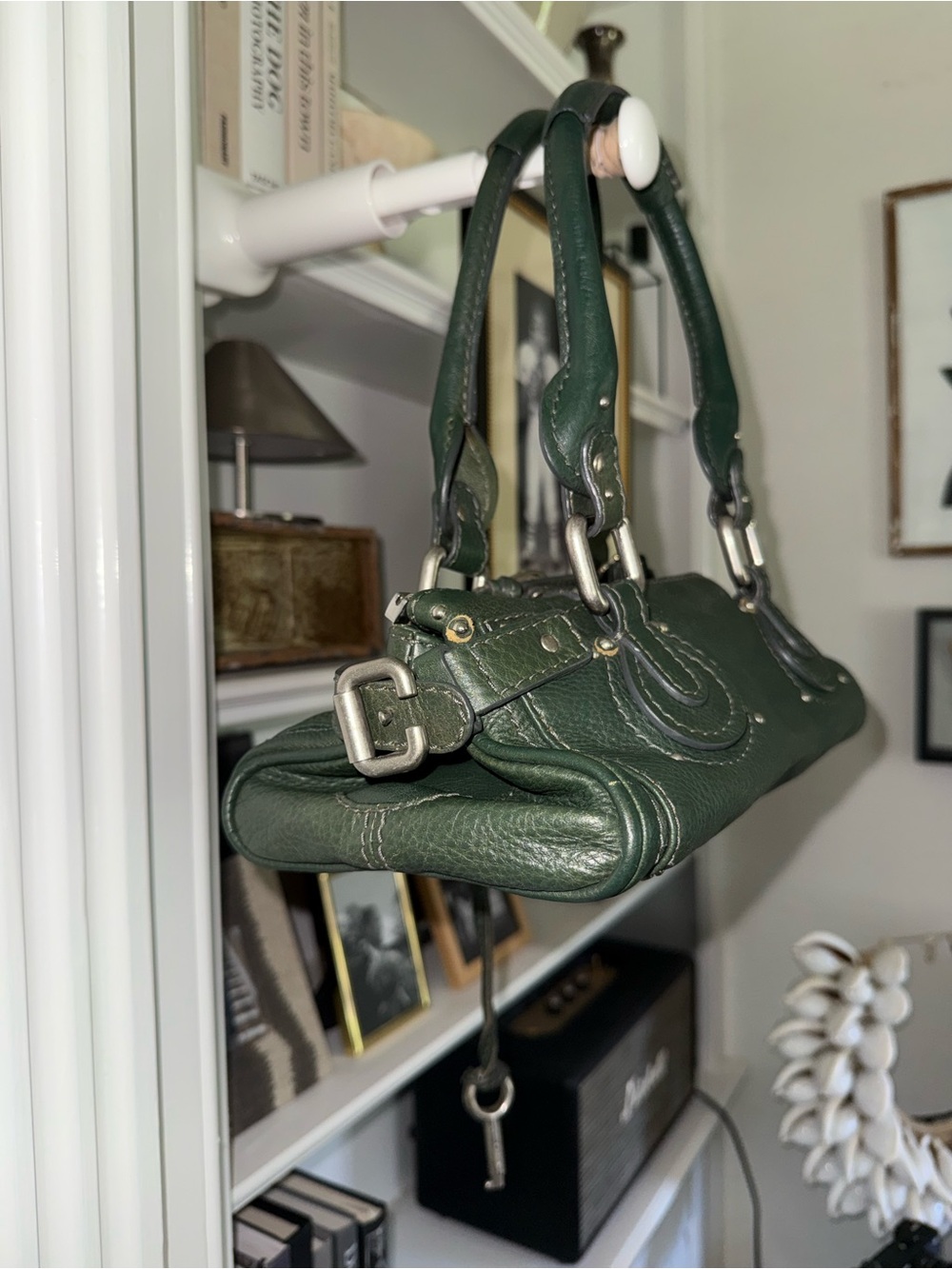 CHLOE Paddington Bag Small Green Silver Satchel Tote Phoebe Philo Y2K - Picture 7 of 14